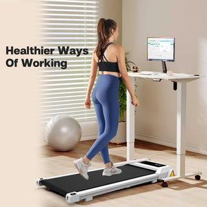 Under Desk Treadmills, 265LBS Capacity Portable Treadmill Walking Pad with Bluetooth and LED Display Electric Running Machine for Home Office Use Inst
