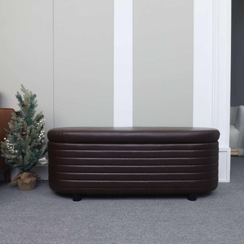 PU Storage Ottoman Bench  for Bedroom End of Bed Stool with Safety Hinge for Living Room, Entryway