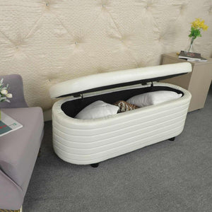 PU Storage Ottoman Bench  for Bedroom End of Bed Stool with Safety Hinge for Living Room, Entryway