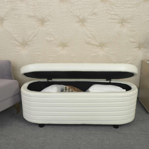 PU Storage Ottoman Bench  for Bedroom End of Bed Stool with Safety Hinge for Living Room, Entryway