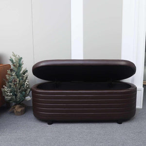 PU Storage Ottoman Bench  for Bedroom End of Bed Stool with Safety Hinge for Living Room, Entryway