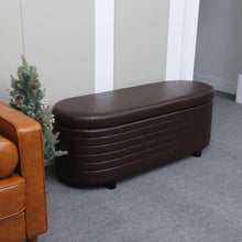 PU Storage Ottoman Bench  for Bedroom End of Bed Stool with Safety Hinge for Living Room, Entryway